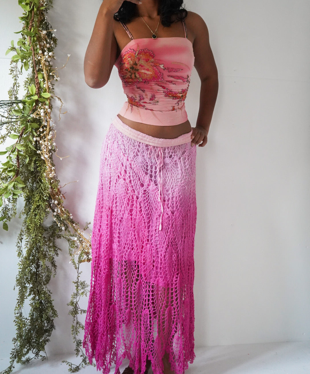 Ombre Pink Crochet Skirt