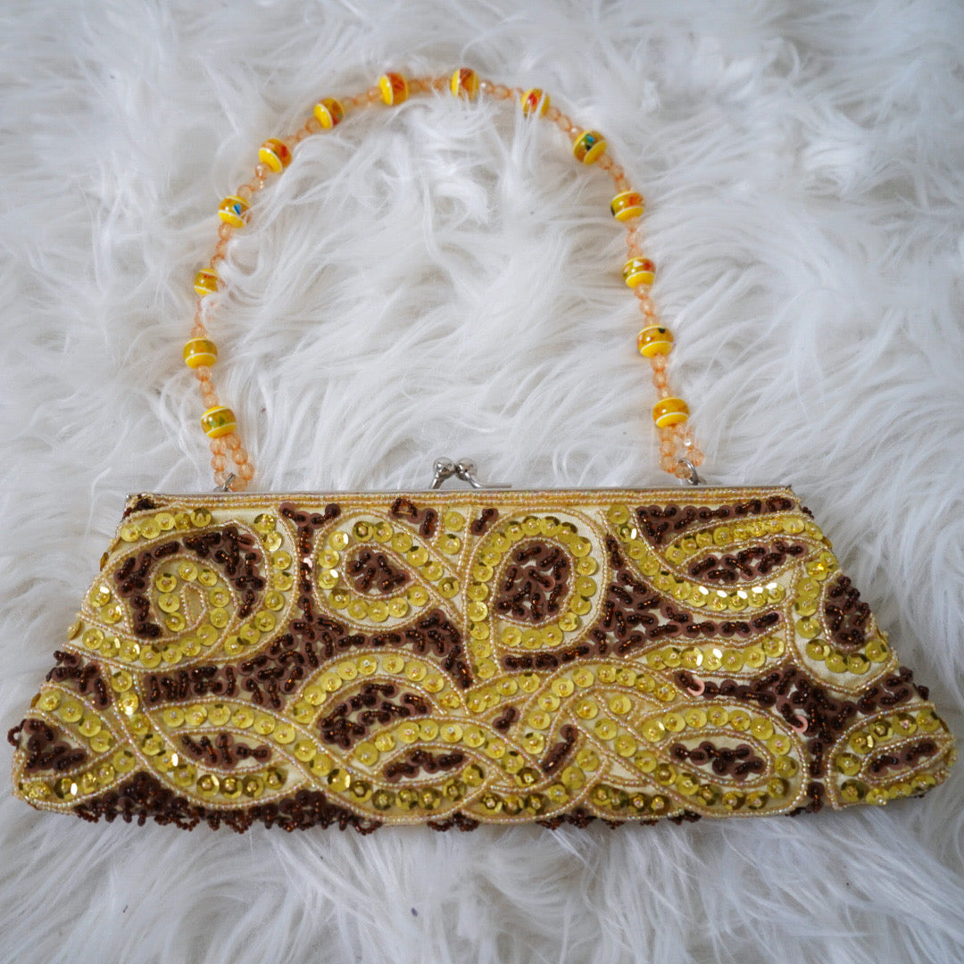 Vintage Gold and Garnet Sequin Beaded Purse