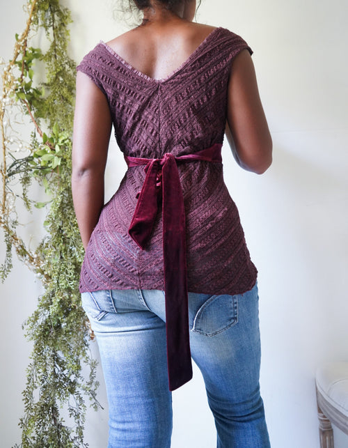 Y2K Maroon Lace Off the Shoulder Top