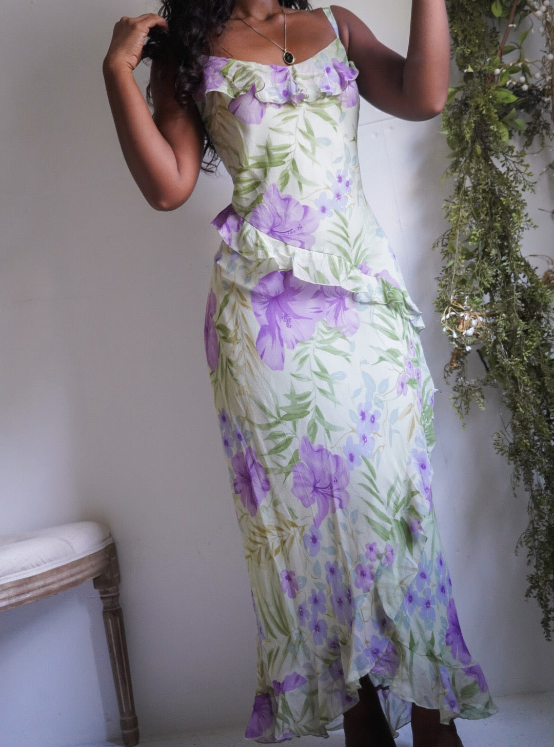 Y2K Romantic Ruffle Silk Dress