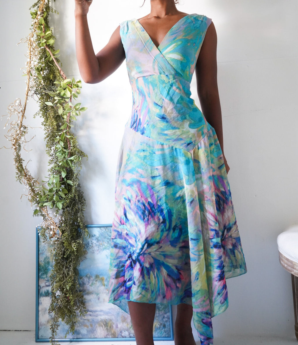 Y2K Abstract Watercolor Fairy Hem Dress