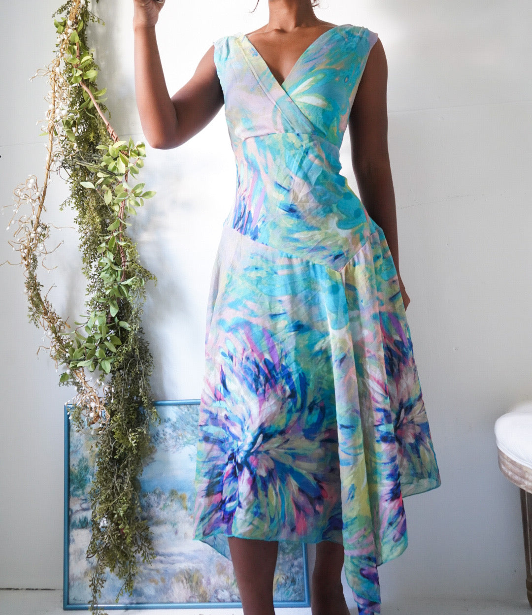 Y2K Abstract Watercolor Fairy Hem Dress