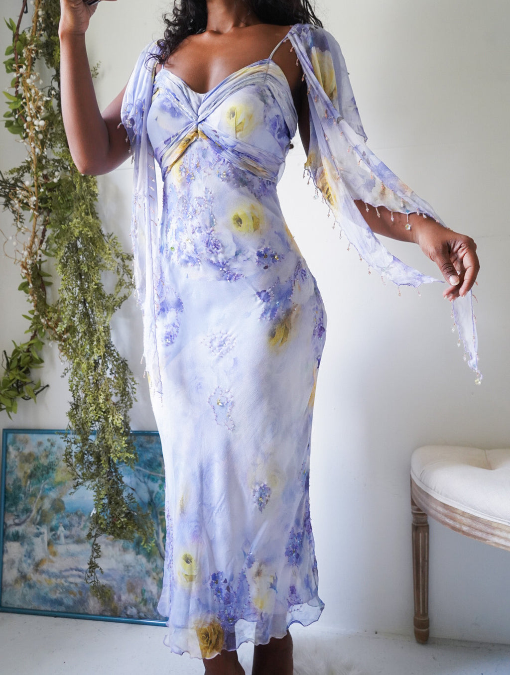 Rare Y2K Lavender Silk Devore Fairy Gown