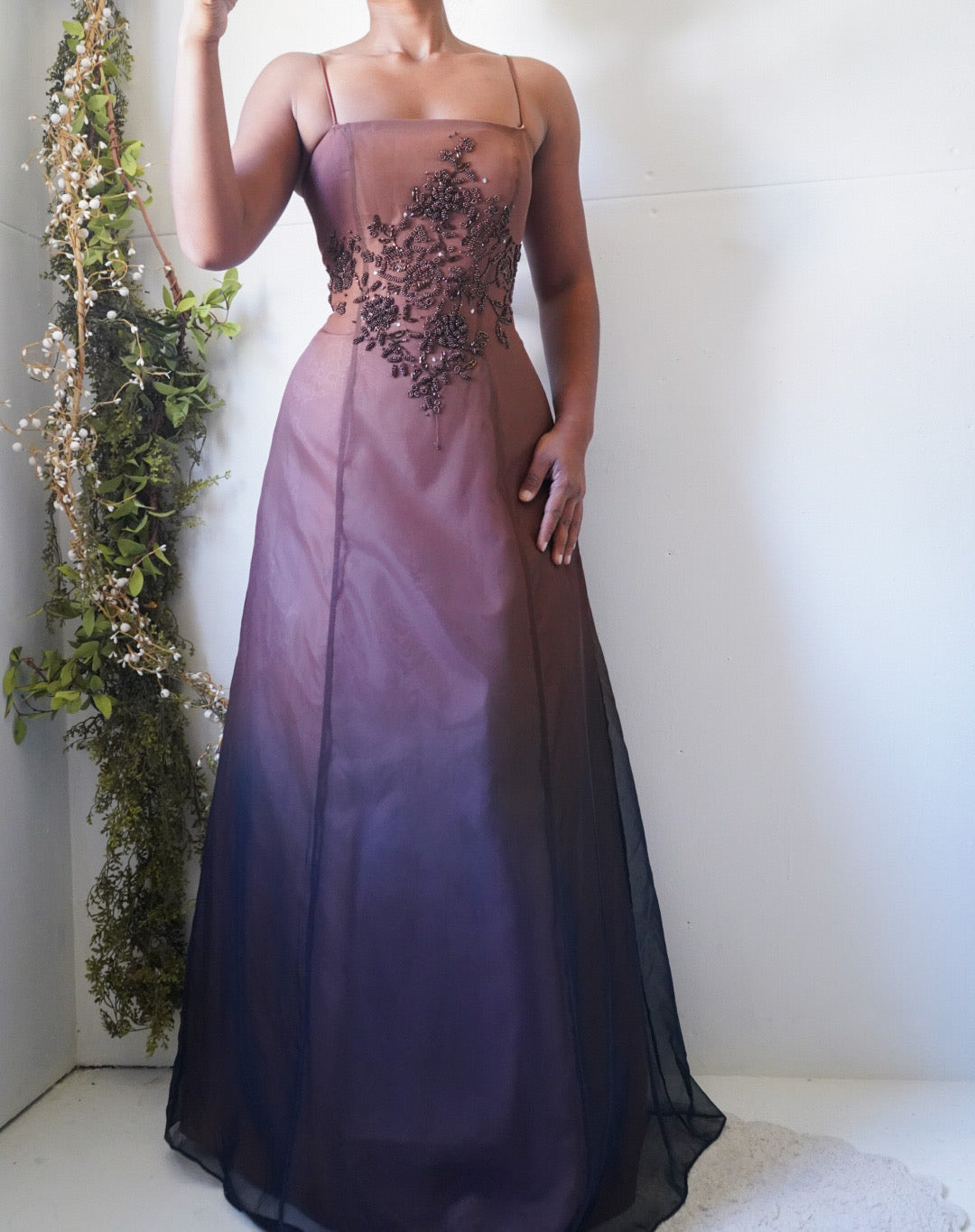 Vintage Y2K Brown to Navy Blue Ombre Gown