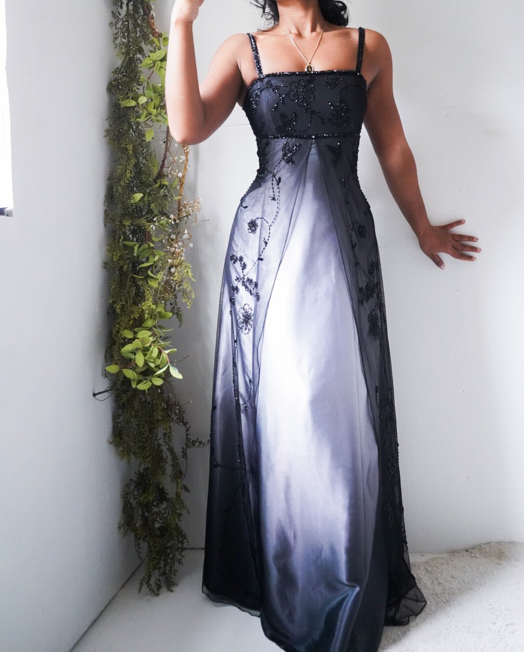 Vintage Y2K Split Front Gradient Beaded Gown