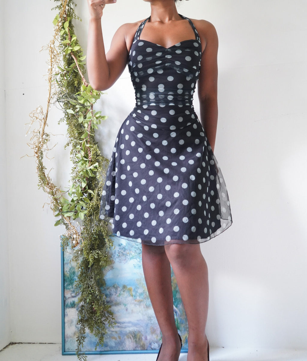 Y2K Halter Polka Dot Dress