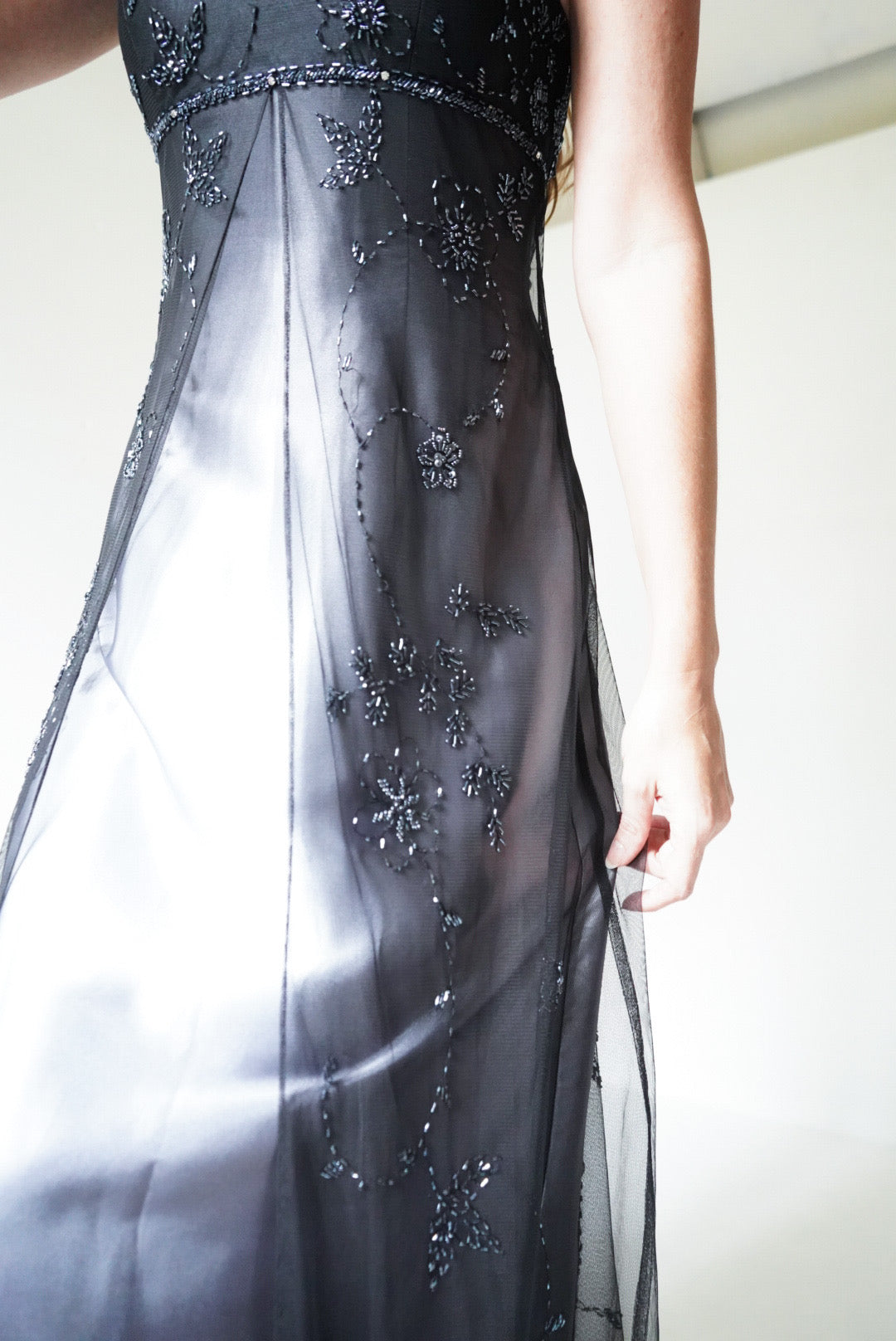 Y2k Beaded Split Front Halter Gradient Gown