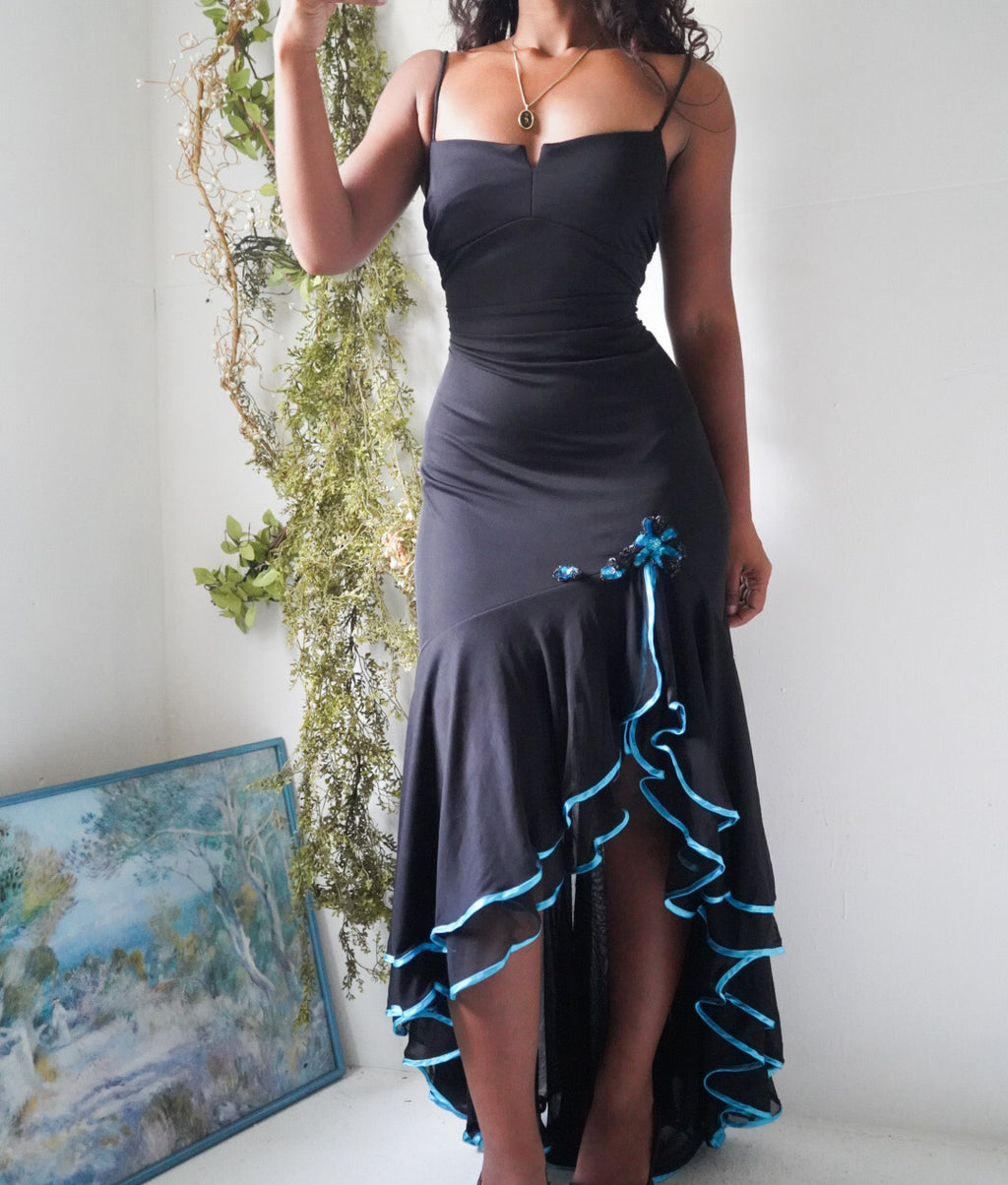 Y2K Black High Low Hem Dress
