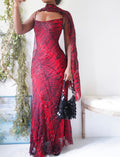 Rare Y2K Beaded Devore Silk Animal Print Gown