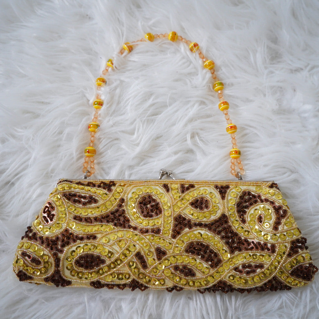 Vintage Gold and Garnet Sequin Beaded Purse