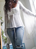 White Chiffon Angel Sleeve Top (Made to Order)