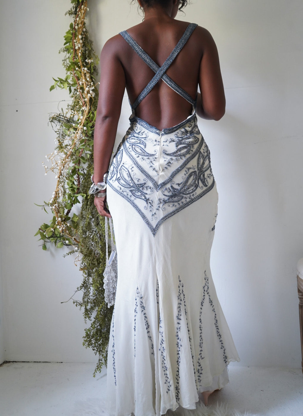Rare Y2K Ivory Paisley Beaded Gown