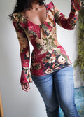 Y2K Ruffle Detail Long Sleeve Top