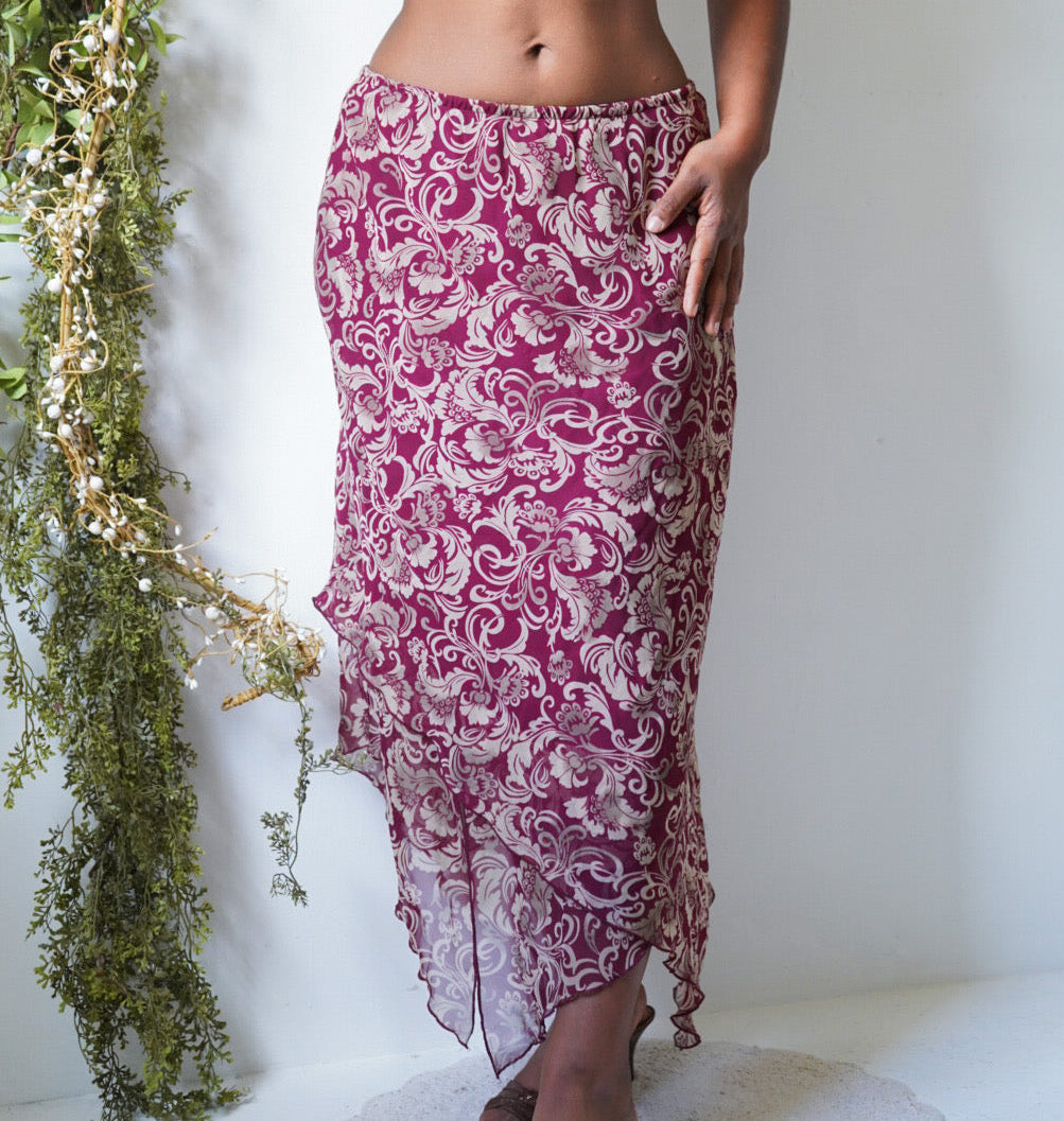 Vintage Y2K Wine and Tan Paisley Skirt