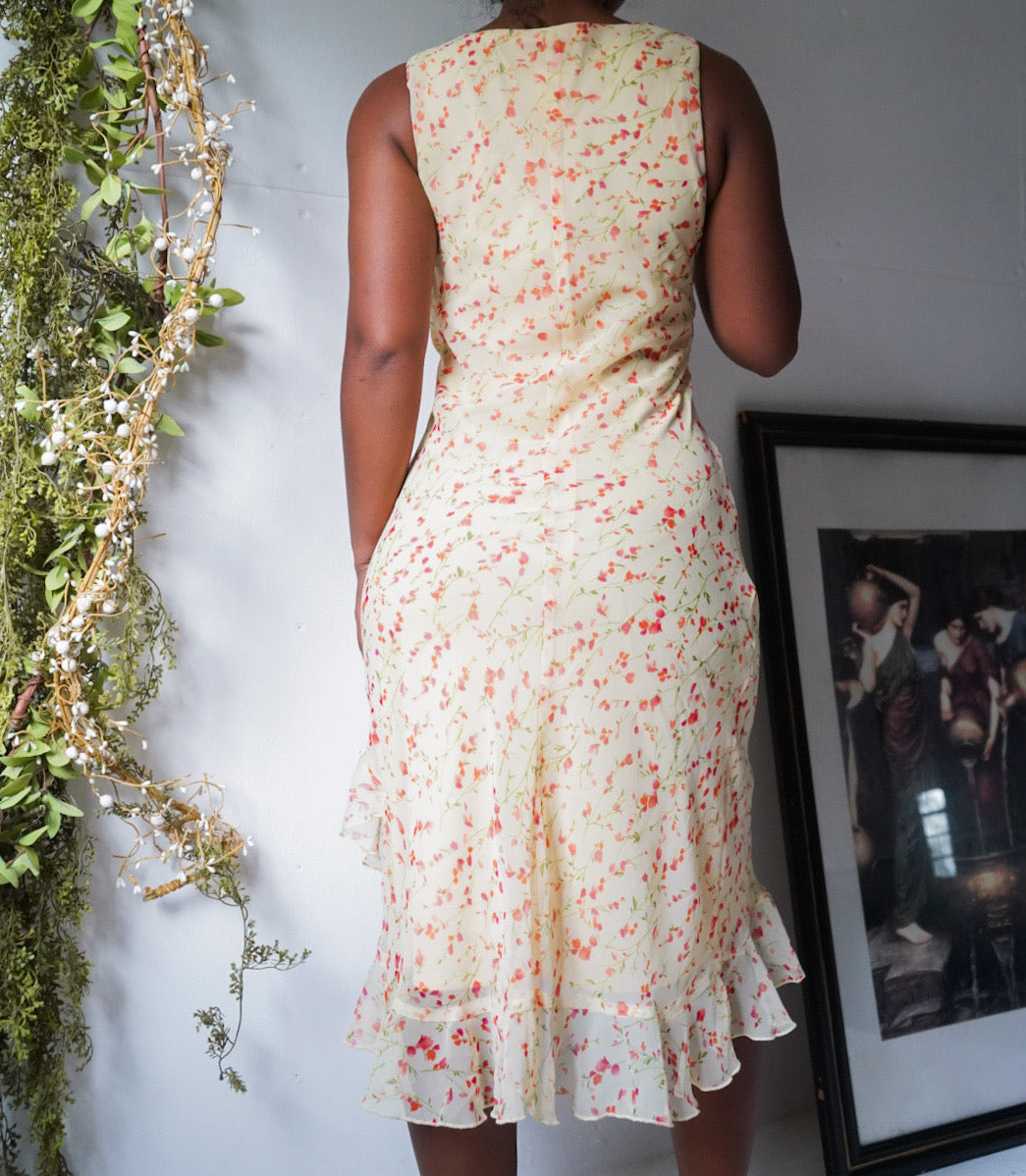 Vintage Y2K Romantic Tiny Floral Midi Dress