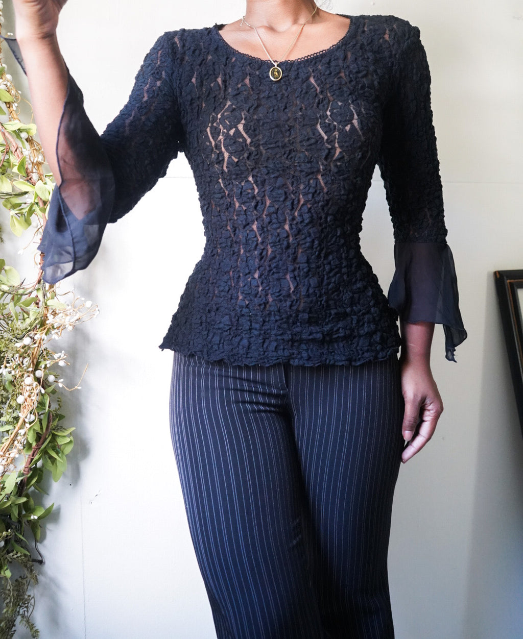 Lace Ruffle Sleeve Top