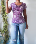 Y2K Purple Paisley Crinkle Top