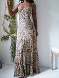 Y2K Animal Print Maxi Dress with Tiered Skirt