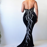 Vintage 90’s Velvet Sequin Detail Gown (S)