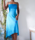 Y2K Ombre Blue Painted Flower Midi Dress