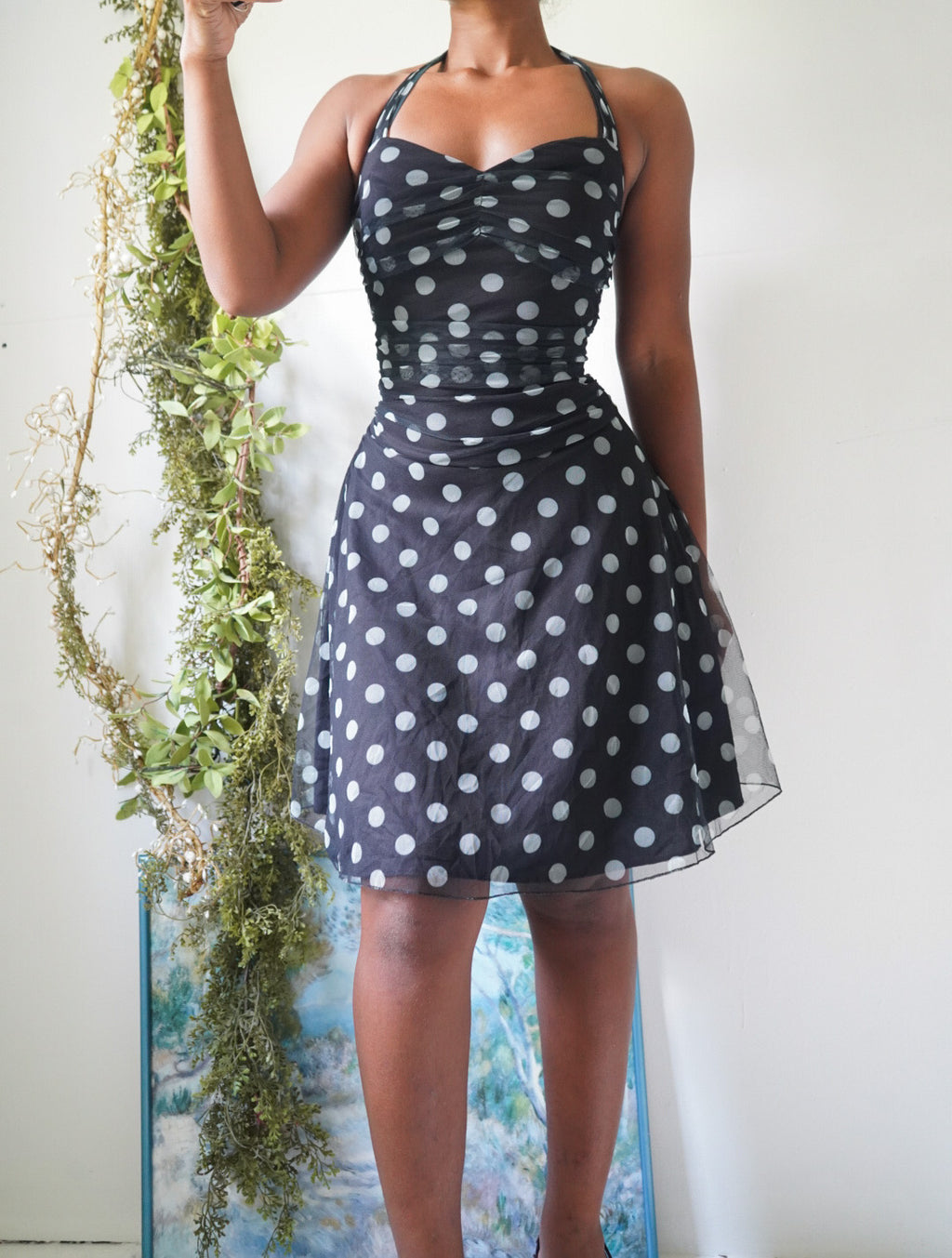 Y2K Halter Polka Dot Dress