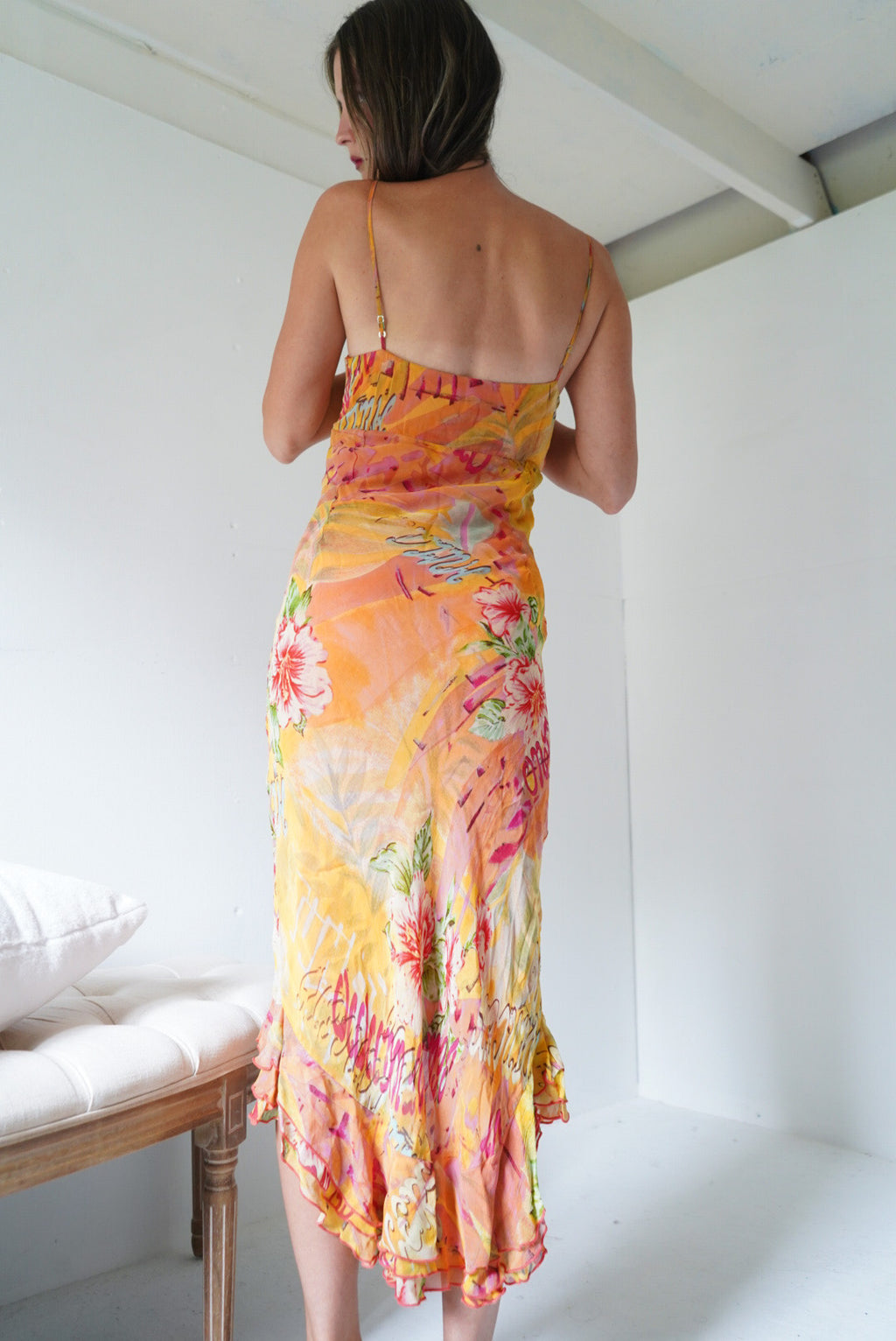 Rare y2k beaded deadstock Derhy high low dress