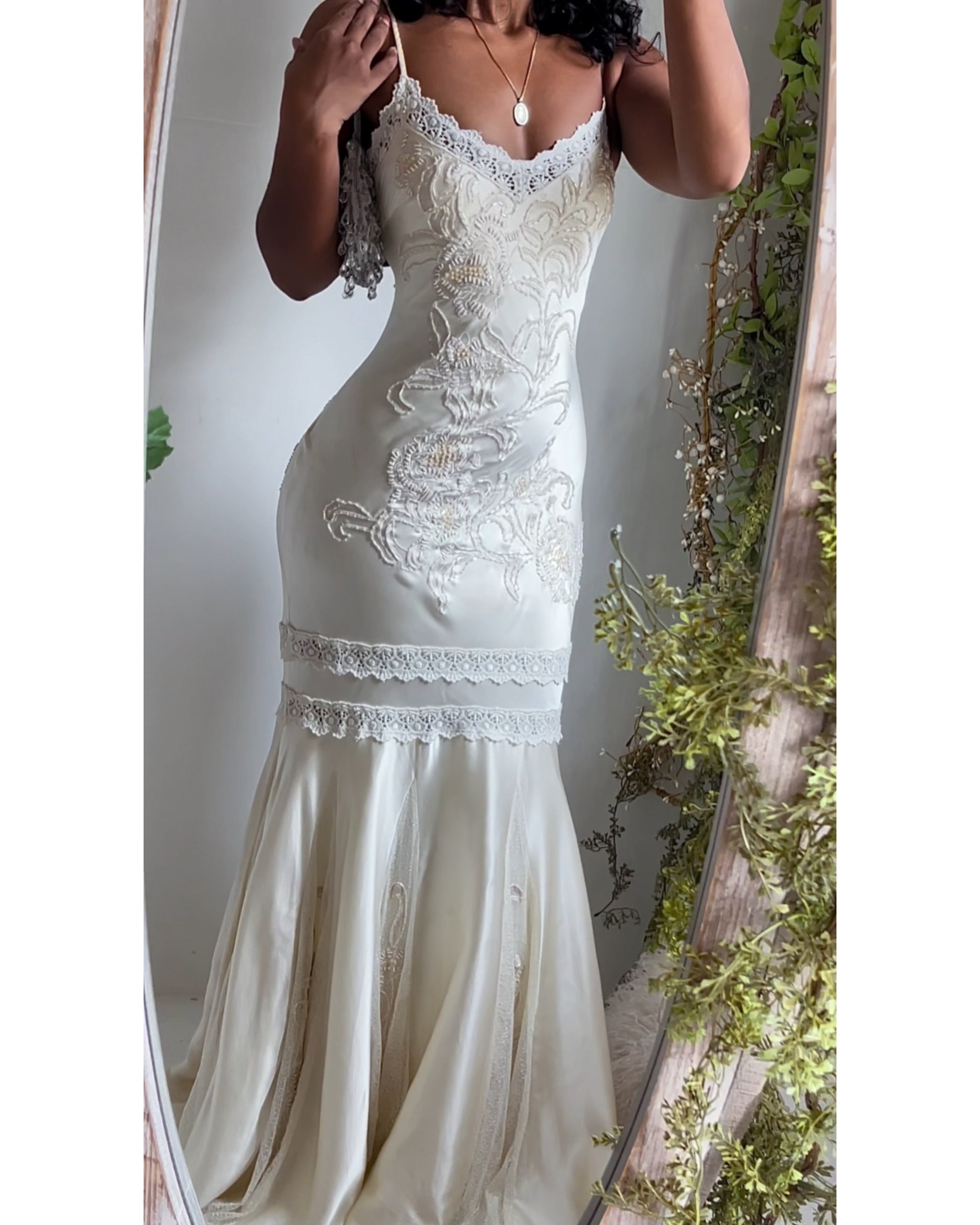 Rare Vintage Sue Wong Ivory Beaded Silk Gown Masha&Jlynn Rare Vintage Sue Wong Ivory Beaded Silk Gown Masha&Jlynn