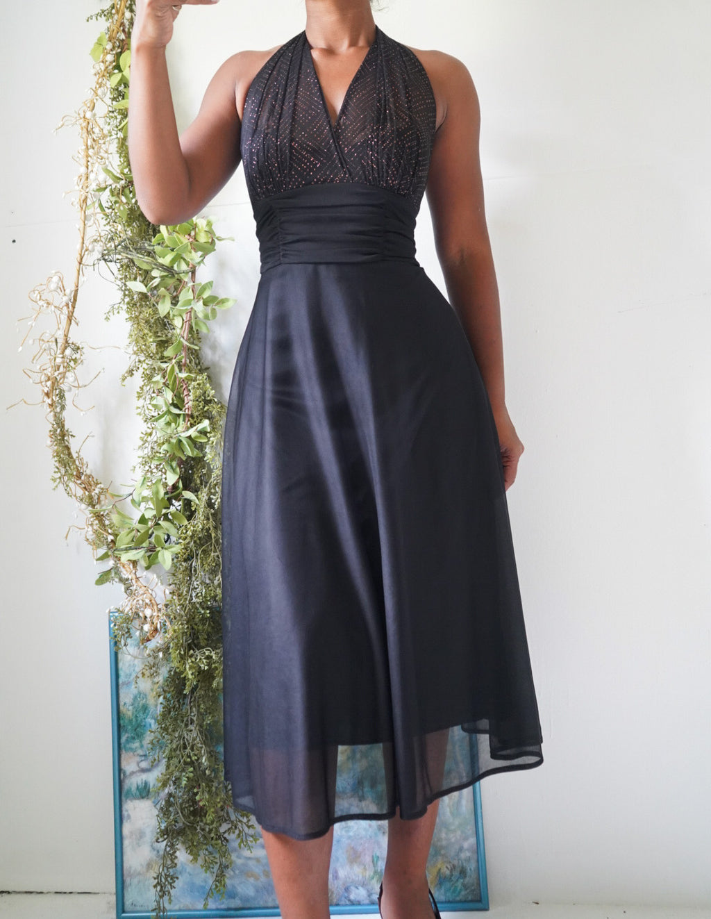 Y2K Black Halter Cocktail Dress