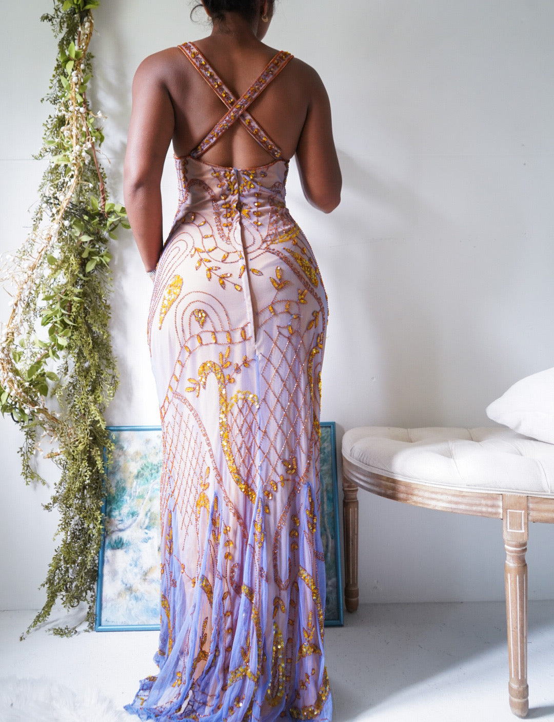 Y2K Ethereal Silk Iridescent Gown
