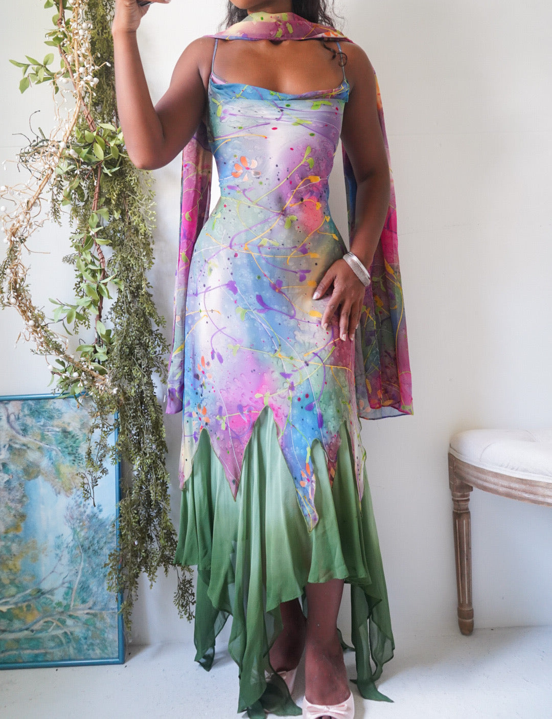 y2k prom dress Vintage 2 Piece Corset Aqua Blue silver Lace up A Line Odd Faery y2k prom dress - Gem