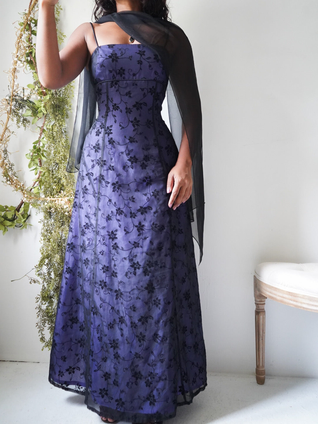 Y2K Violet Blue Layered Gown