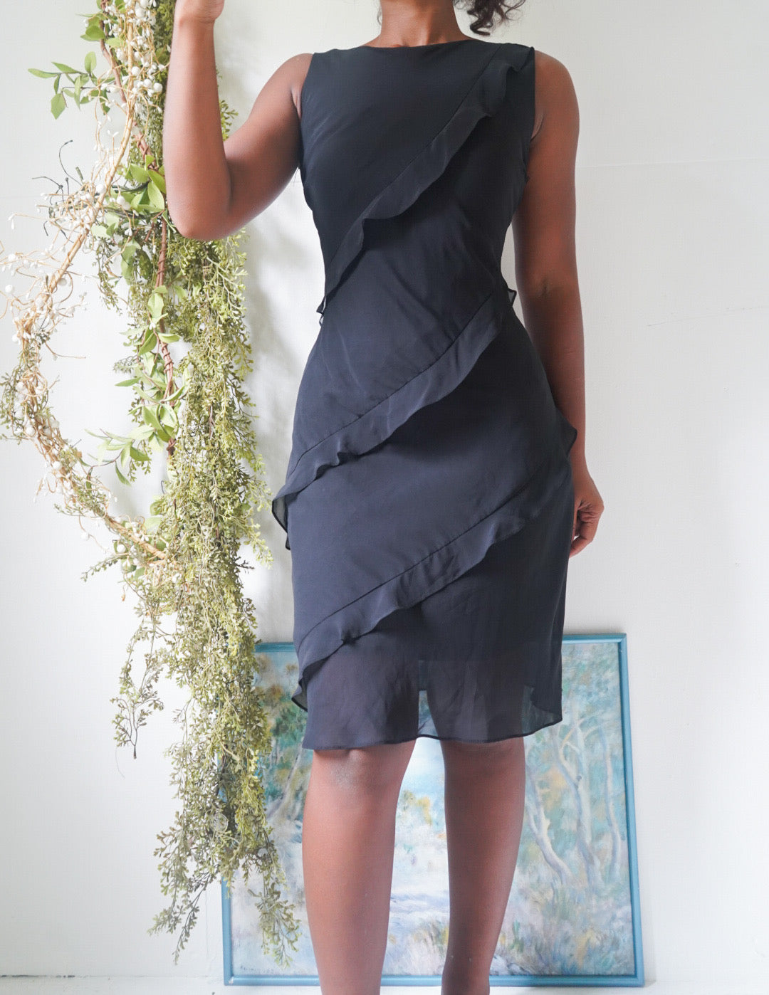 Y2K Little Black Ruffle Dress