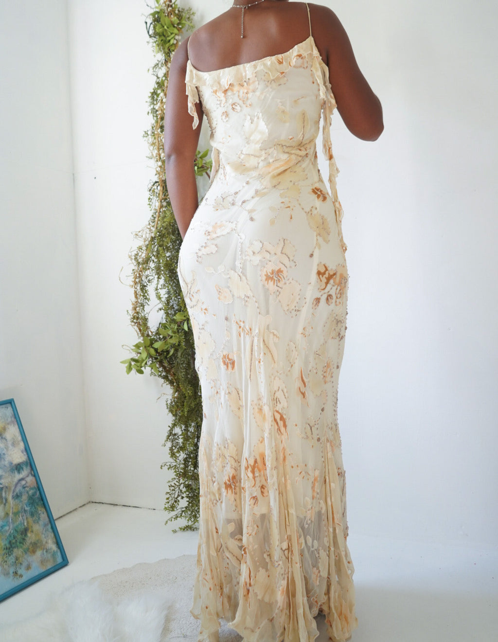 Champagne Cream Beaded Burnout Gown