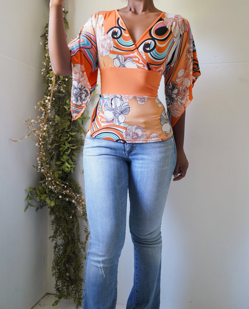 Vintage Y2K Bright Psychedelic Crossover Top