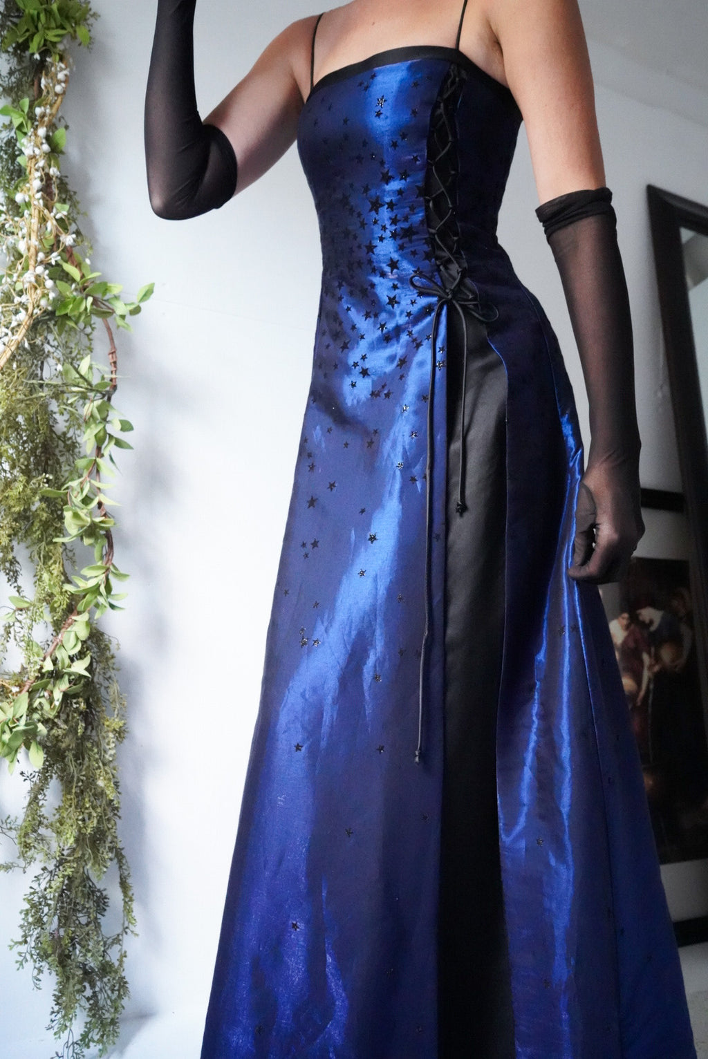 Lace Up Detail Iridescent Star Gown