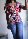 Y2K Abstract Flutter Sleeve Top