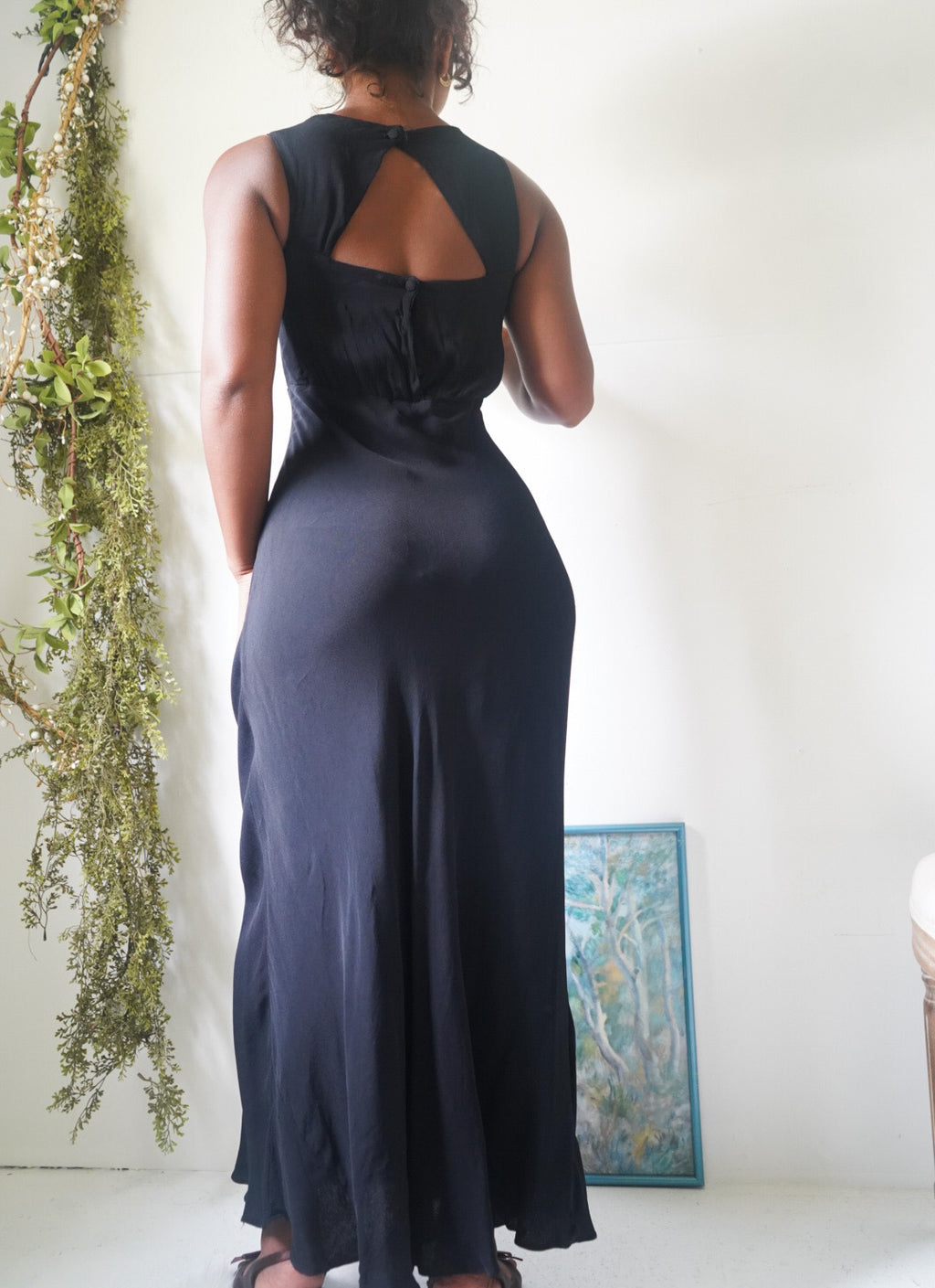 Y2K Beaded Bust Black Maxi Dress