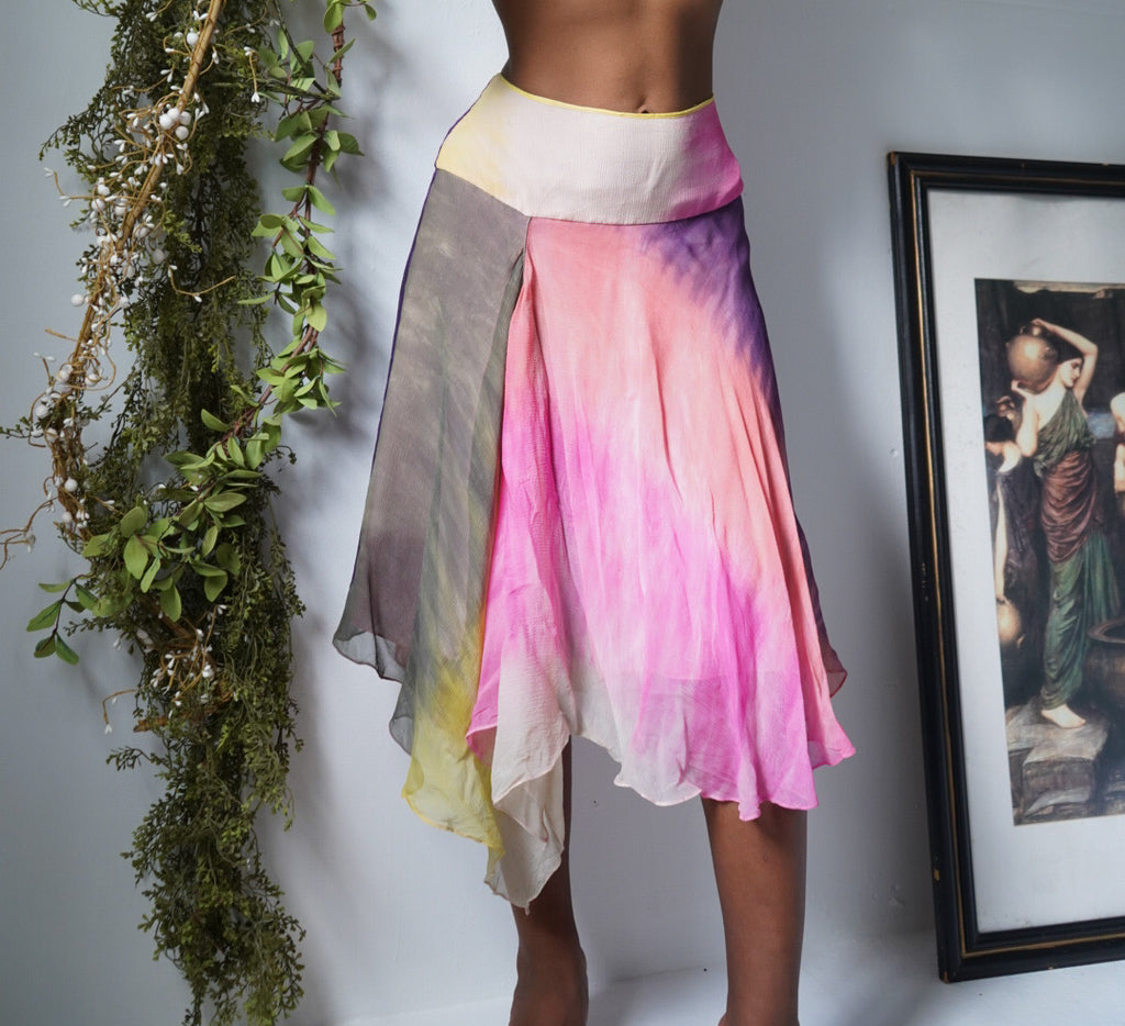 Y2K Tie Dye Silk Fairy Skirt