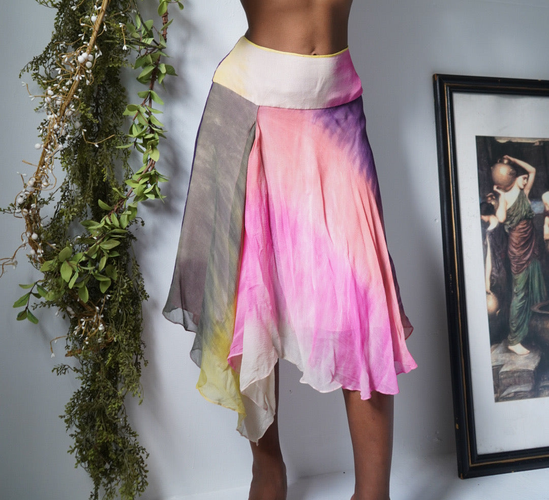 Y2K Tie Dye Silk Fairy Skirt