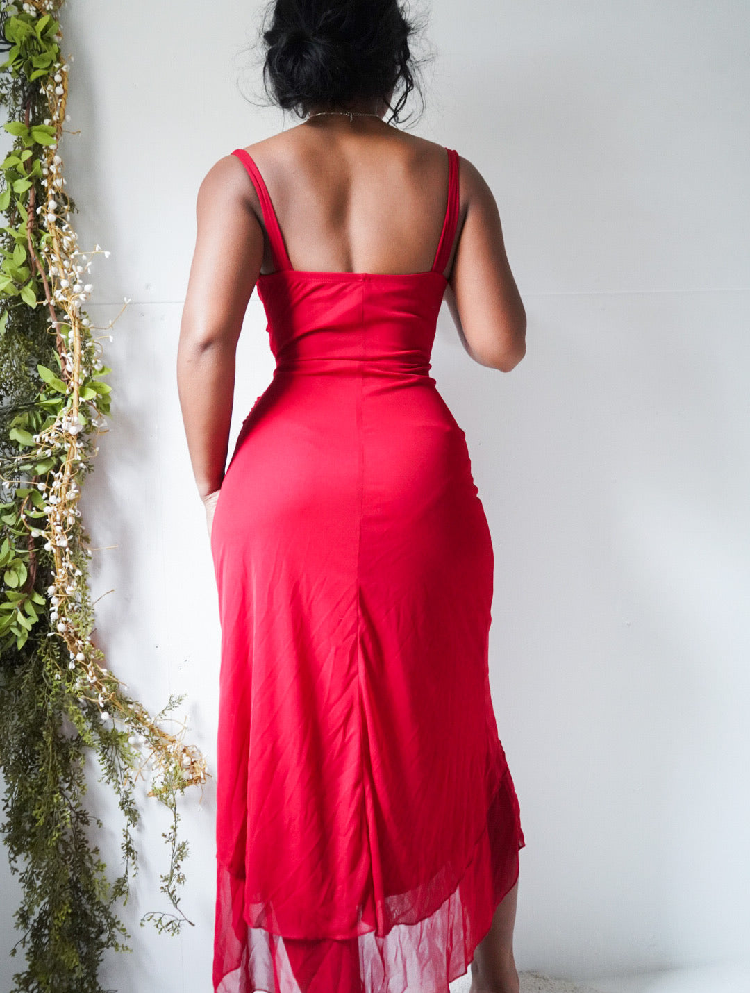 Y2K Bright Red Midi Dress