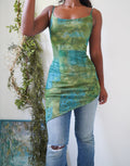 Y2K Green Paisley Long Asymmetric Cami