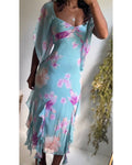 Rare Y2K Watercolor Floral Silk Fairy Dress