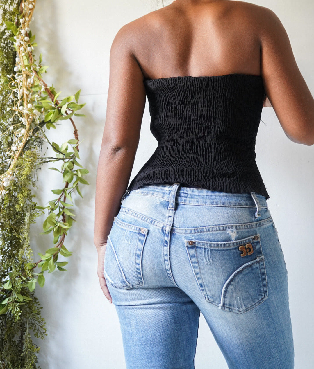 Cotton Blend Strapless Bustier