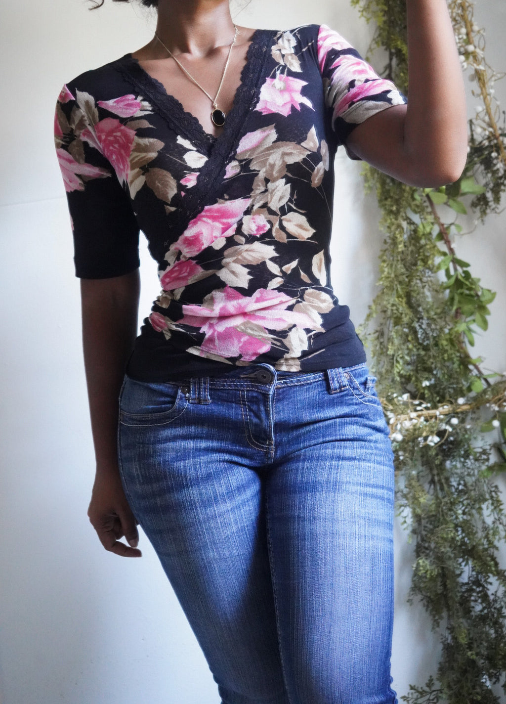 Y2K Romantic Rose Lace Trimmed Mesh Top