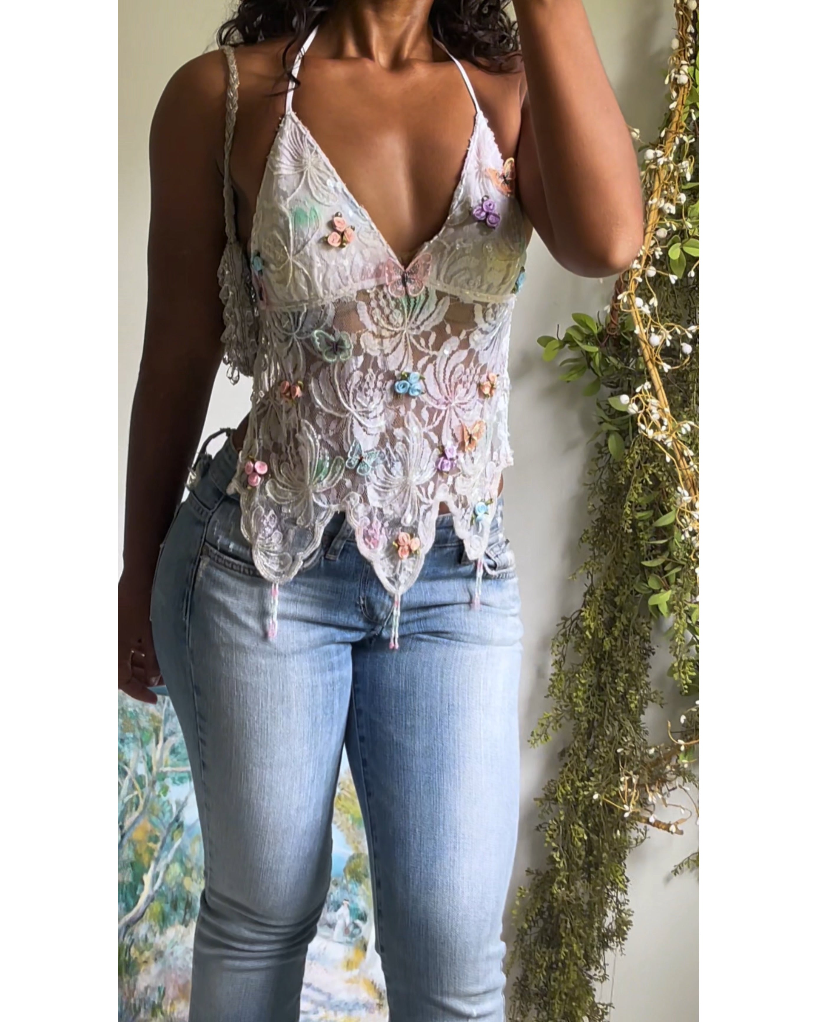 Y2K Reworked Fairy Tie Back Top