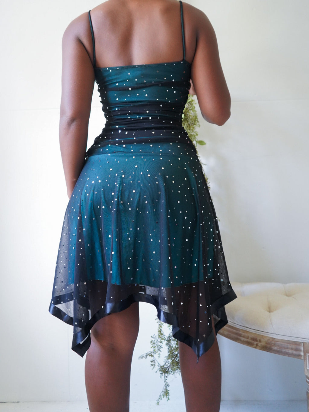Teal and Black Layered Sequin Fairy Dress