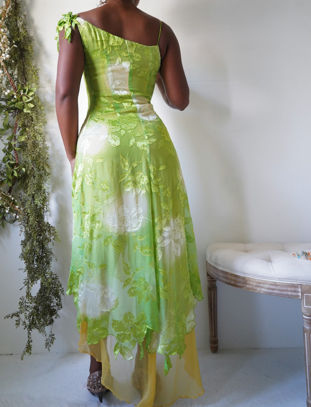 Rare Y2K Devore Silk Forest Fairy Dress