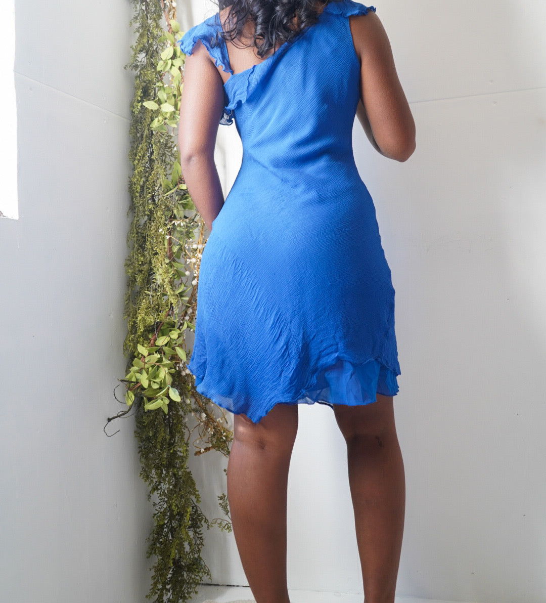 Bright Blue Silk Mini Dress