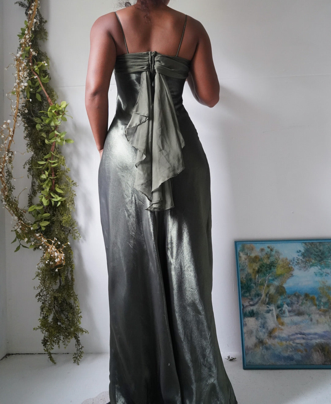 Y2K Olive Satin Iridescent Gown Y2K Olive Satin Iridescent Gown