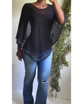 Rare Silk Black Scarf Top